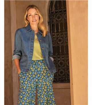 Scallop Detail Denim Jacket