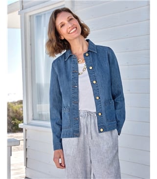 Scallop Detail Denim Jacket