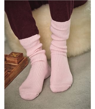 Chaussettes côtelées - Femme - Cachemire & Mérinos