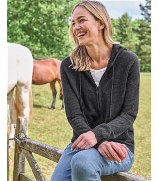 Cardigan à capuche Détente luxueux - Femme - Cachemire & Mérinos