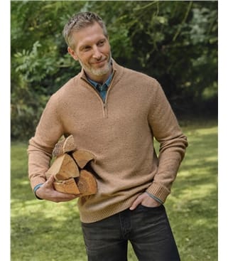 Pull à encolure zippée - Homme - Cachemire & Mérinos