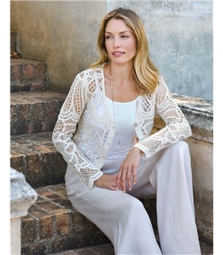 V Neck Crochet Cardigan
