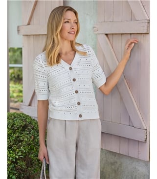 V Neck Short Sleeve Cardigan