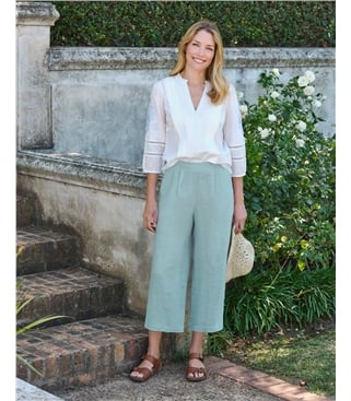 Elastic Back Linen Culottes