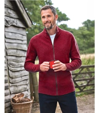 Mens Lambswool Lincoln Zipper Cardigan