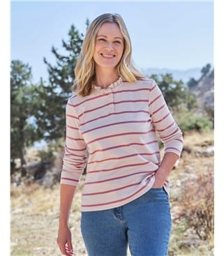 Royal Robbins Maglia Pullover Donna SummerTime Stripe: Scollo A V, Dettagli A Righe E Uncinetto, Misto Cotone E Nylon