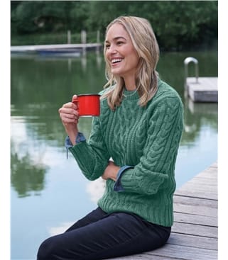 Pull irlandais à col rond - Femme - Pure Laine