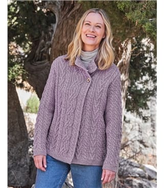Pale Lilac | British Wool Button Neck Cardigan | WoolOvers US