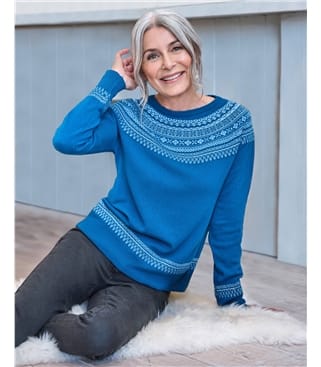 Teal Multi | Fairisle Sparkle Sweater | WoolOvers US