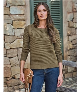 Cotton Mesh Boat Neck