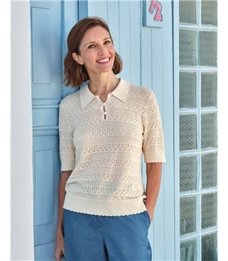 Pearl Button Pointelle Top