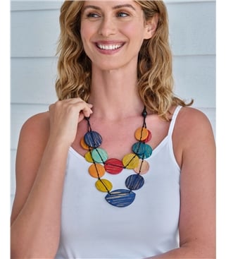 Collier double rang en bois