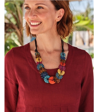 Thread Wrapped Disc Necklace