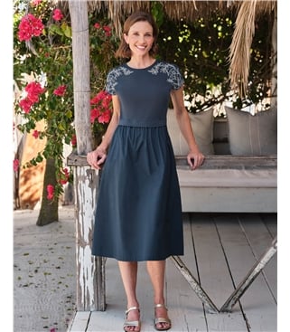 Mix Match Jersey Woven Dress