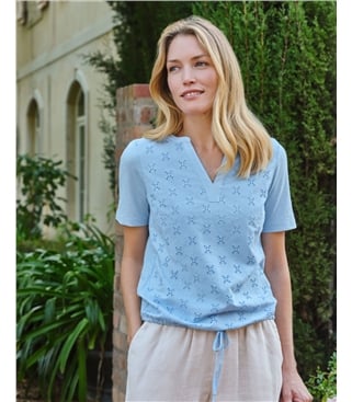 Tie Hem Broderie Top