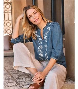 Cross Stitch Notch Blouse