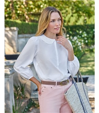 Embroidered Petal Collar Shirt