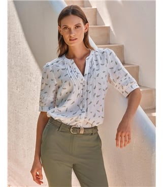 Linen Pintuck Blouse