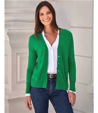 Kaschmir Strickjacke mit V-Ausschnitt