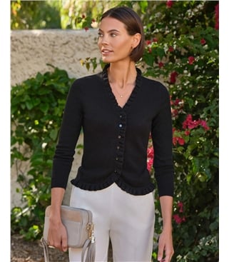 Cashmere Ruffle Cardigan