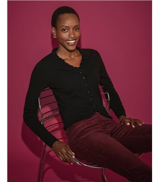 Cashmere Ruffle Cardigan