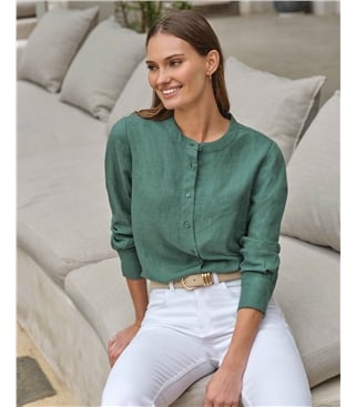 Linen Shirt Collarless