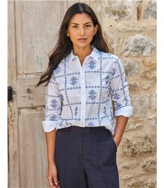 Blue Embroidered Shirt