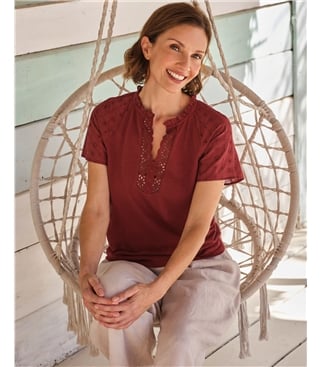 Angel Sleeve Embroidered Top