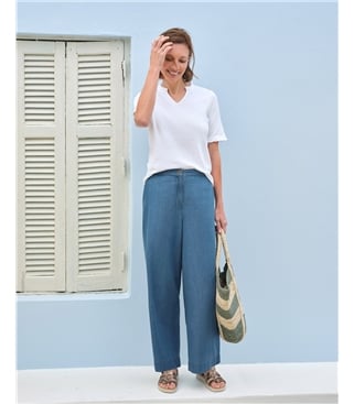 Chambray Wide Leg Trousers