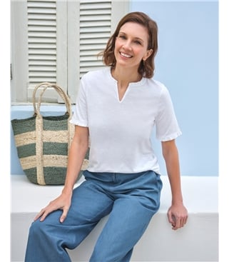 Short Sleeve Frill Neck Top