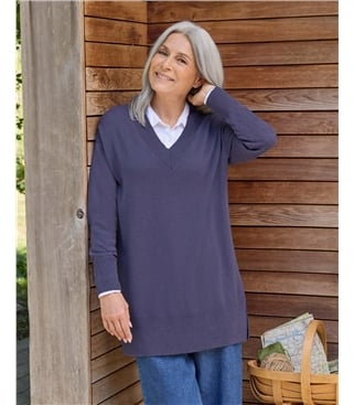 Cashmere Merino Deep V Neck Tunic