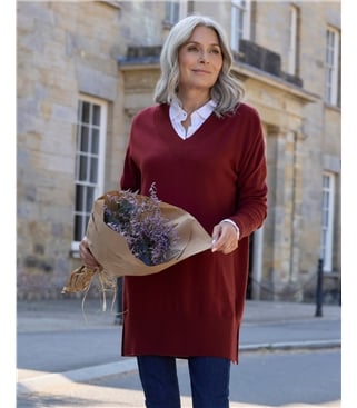 Cashmere Merino Deep V Neck Tunic