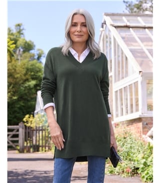 Cashmere Merino Deep V Neck Tunic