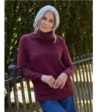 Pull col boule à manches longues - Femme - Cachemire & Mérinos