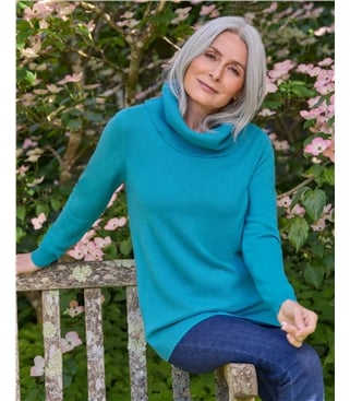 Cashmere And Merino Long Sleeve Cowl Neck Jumper