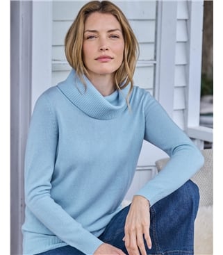 Pull col boule à manches longues - Femme - Cachemire & Mérinos