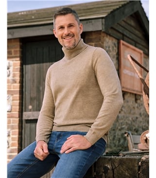 Pull à col roulé - Homme - Cachemire & Mérinos