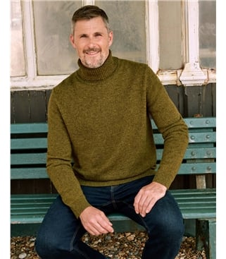 Mens Lambswool Polo Neck Jumper