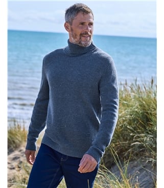 Mens Lambswool Polo Neck Jumper