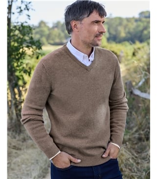 Mens Lambswool V Neck Jumper