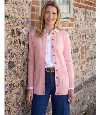 Lambswool Ladies Crew Neck Cardigan