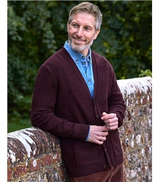 Mens Lambswool V Neck Cardigan