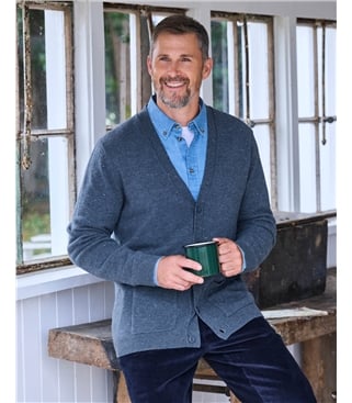 Mens Lambswool V Neck Cardigan