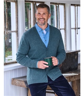 Mens Lambswool V Neck Cardigan