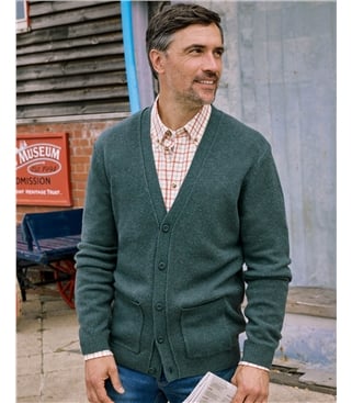 Mens Lambswool V Neck Cardigan