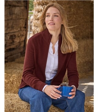 Lambswool Zip Thru Cardigan