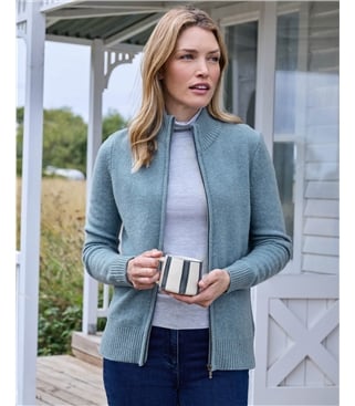 Lambswool Zip Thru Cardigan