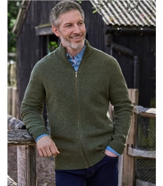 Mens Lambswool Lincoln Zipper Cardigan