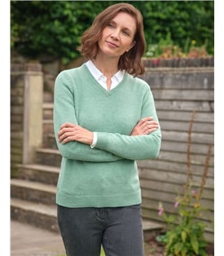 Pull à col V - Femme - Laine d’agneau certifiée 100% RWS