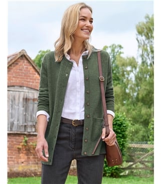 Lambswool Ladies Crew Neck Cardigan